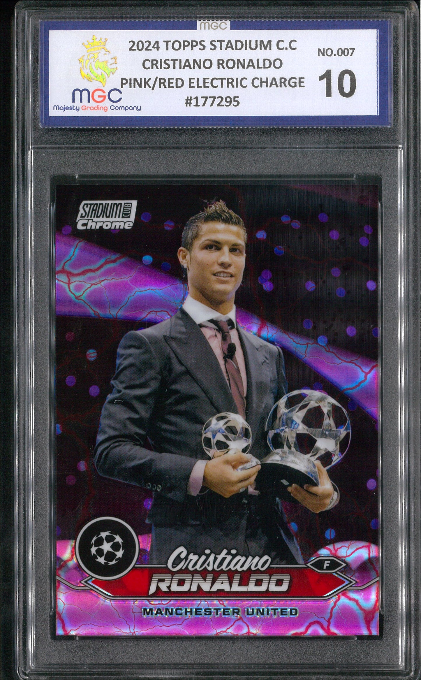 2024 Topps Stadium Club Chrome UCC #7 Cristiano Ronaldo Pink/Red Charge MGC 10