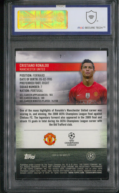 2024 Topps Stadium Club Chrome UCC #7 Cristiano Ronaldo Pink/Red Charge MGC 10