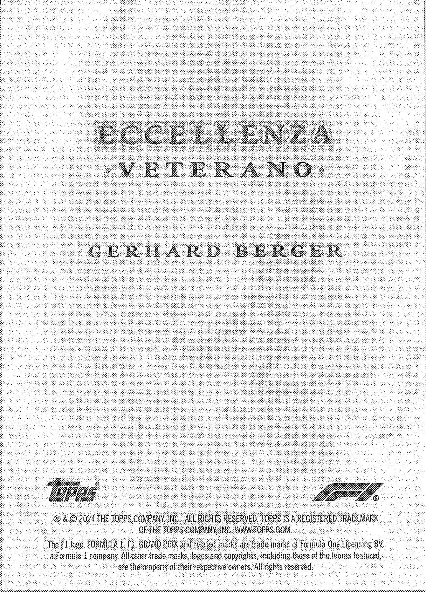 2024 Topps Eccellenza F1 Gerhard Berger Veterano /75