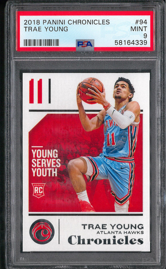 2018-19 Panini Chronicles Basketball #94 Trae Young Rookie Card PSA 9