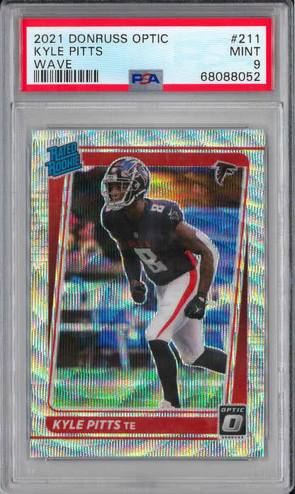 2021 Donruss Optic #211 Kyle Pitts Rated Rookie Wave /299 PSA 9