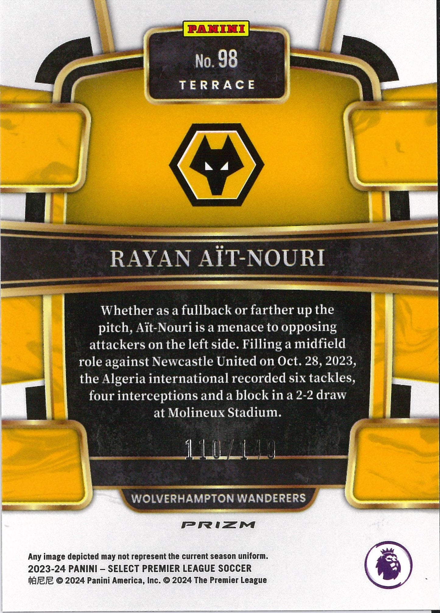 2023/24 Panini Select Premier League #98 Rayan Ait-Nouri Purple /149