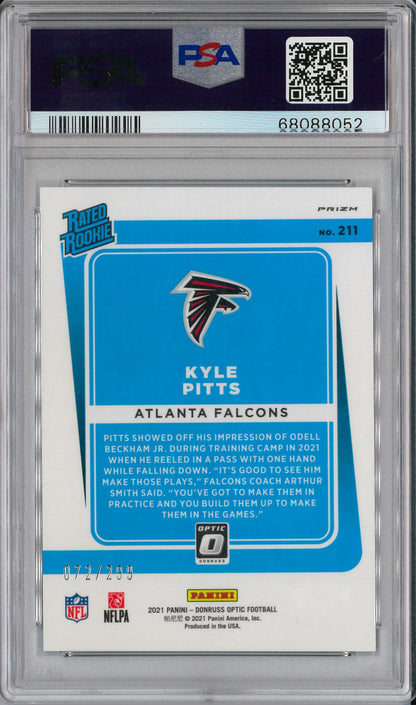 2021 Donruss Optic #211 Kyle Pitts Rated Rookie Wave /299 PSA 9