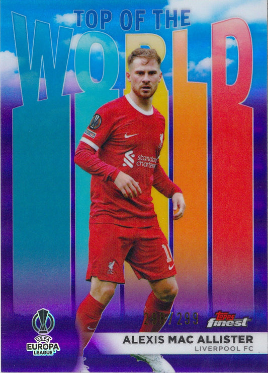 2023/24 Topps Finest UCC #TW-1 Alexis Mac Allister Top Of The World Purple /299