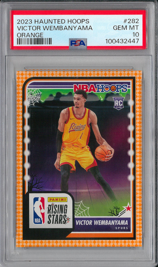 2023/24 Panini Haunted Hoops #292 Victor Wembanyama Orange Rookie PSA 10