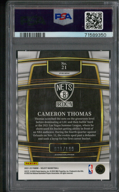 2021-22 Panini Select #91 Cameron Thomas Red Rookie /199 PSA 9