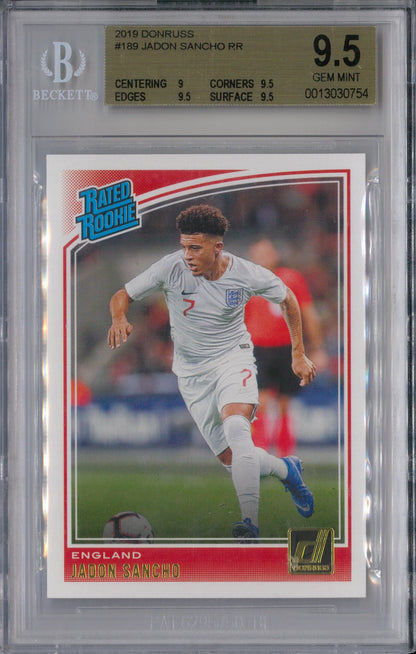 2018/19 Panini Donruss #189 Jadon Sancho Rated Rookie BGS 9.5