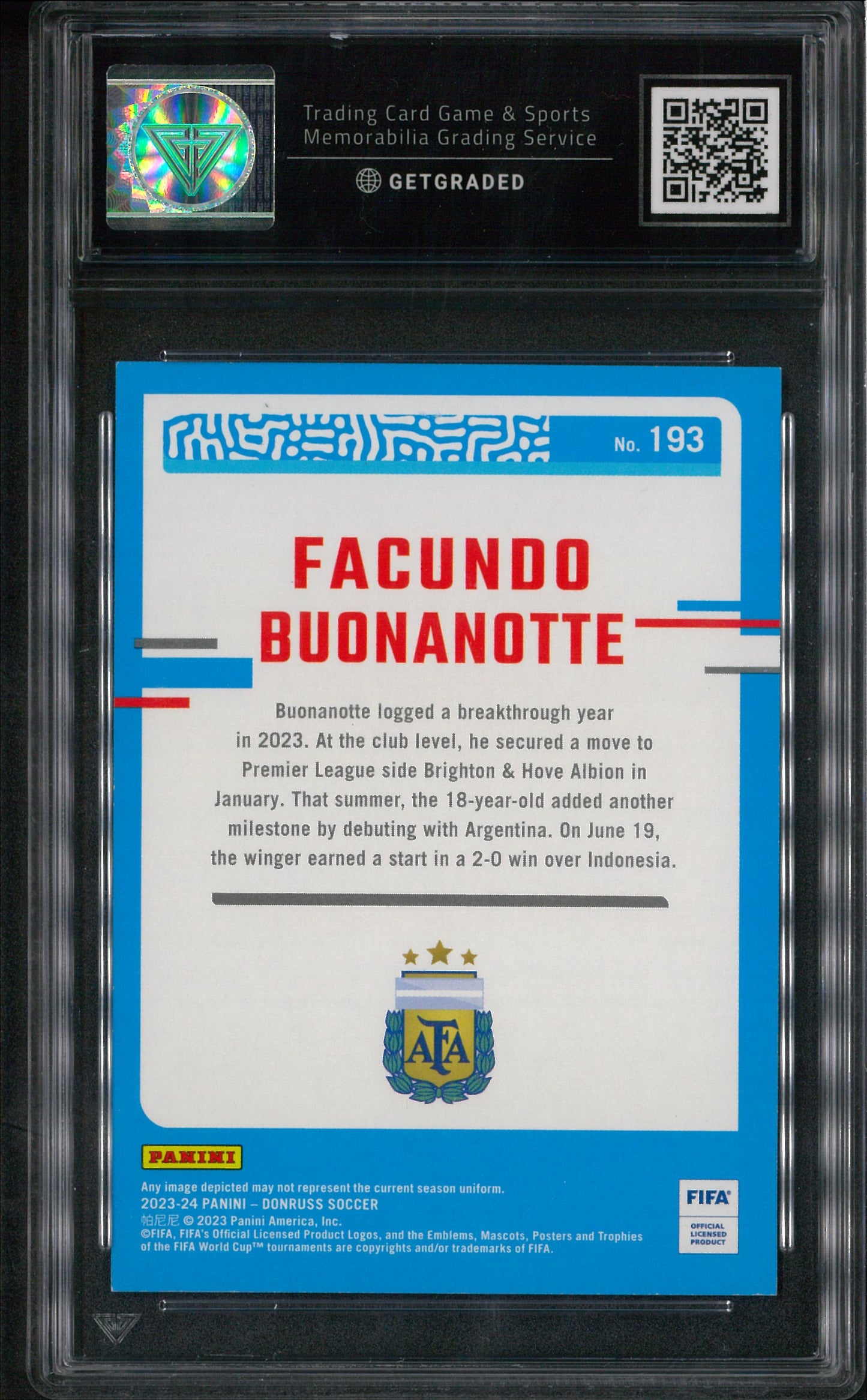 2023/24 Panini Donruss #193 Facundo Buonanotte Pink Rated Rookie /25 Get Graded 9