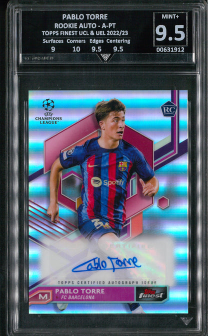 2023-24 TOPPS FINEST UCL BARCELONA PABLO TORRE AUTO GRADED 9