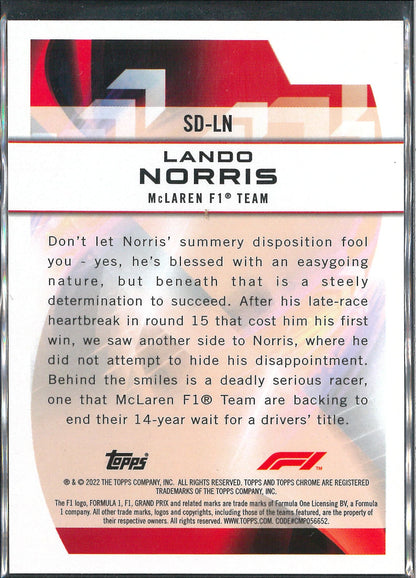 2022 Topps Chrome F1 #SD-LN Lando Norris Speed Demons