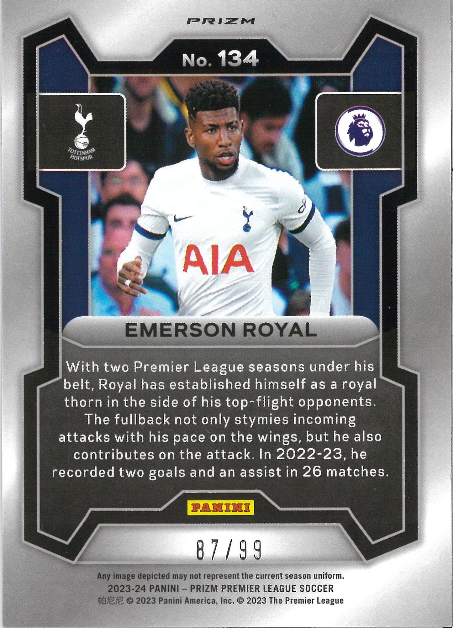 2023/24 Panini Prizm Breakaway Premier League #134 Emerson Royal Blue /99