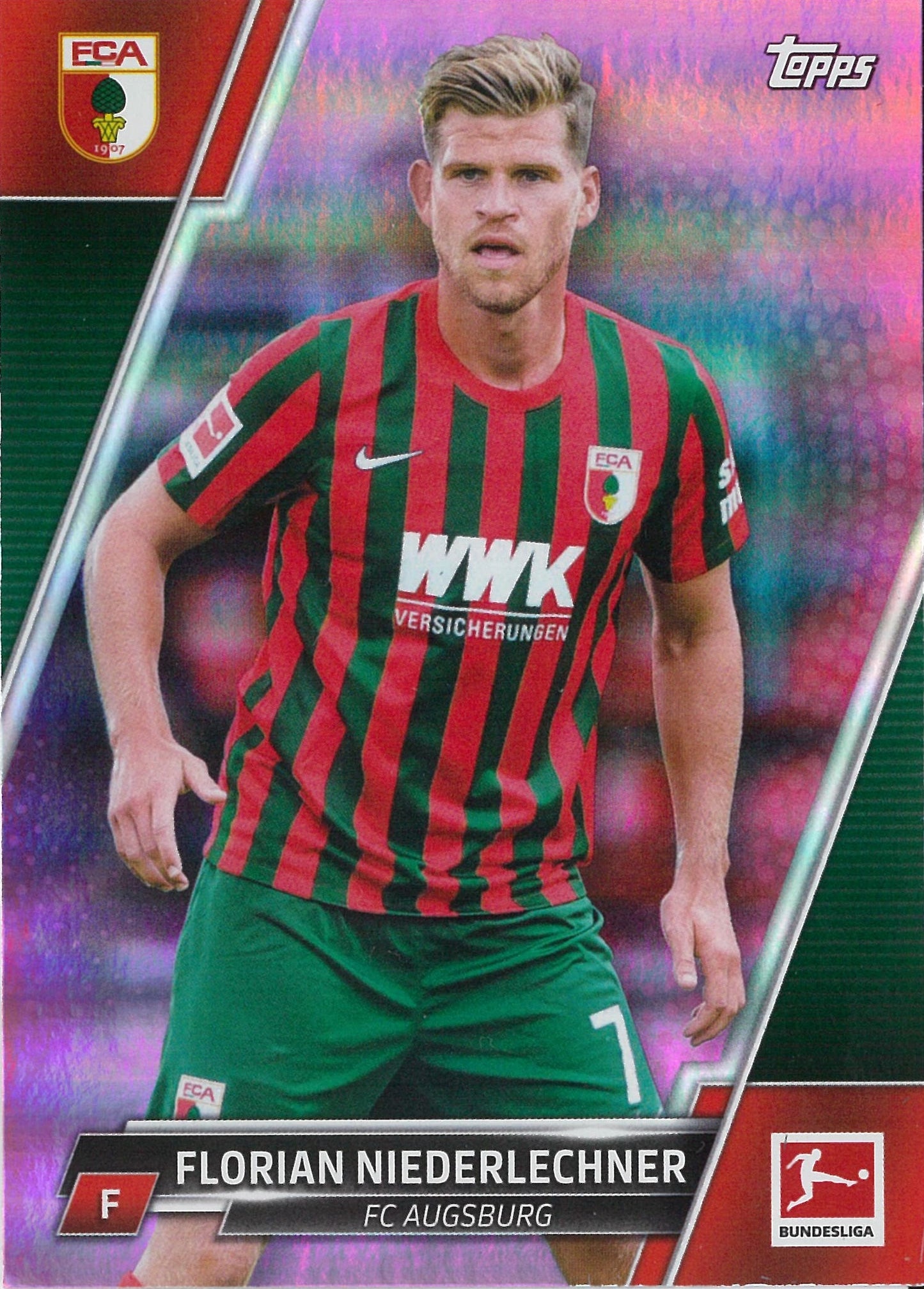 2022 Topps Chrome Bundesliga #10 Florian Niederlechner Pink /125