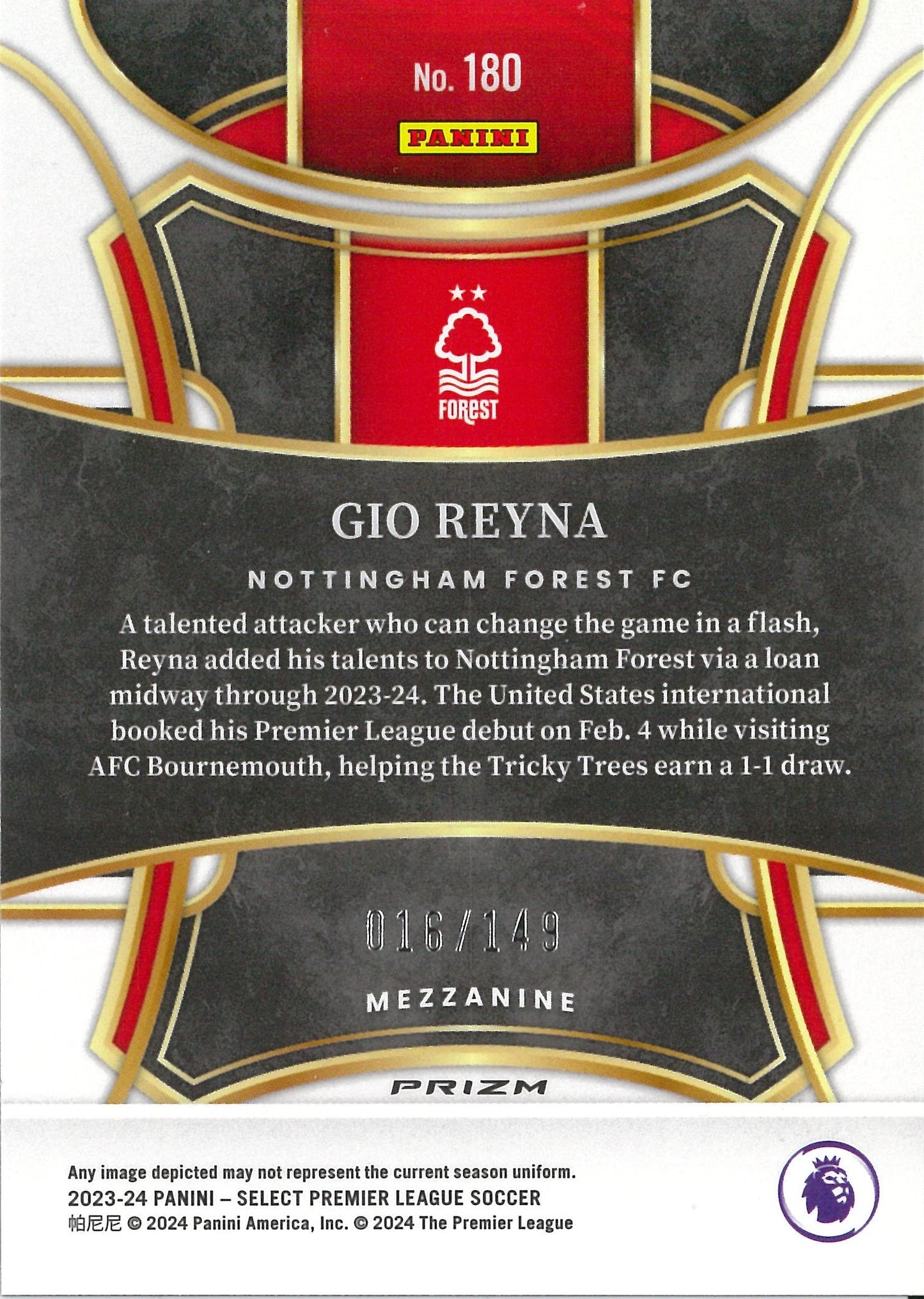 2023/24 Panini Select Premier League #180 Giovani Reyna Red /149