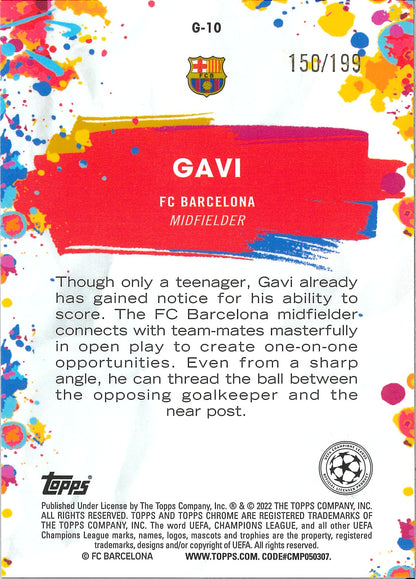 2022 Topps Chrome UCC #G-10 Gavi Golazo Aqua /199